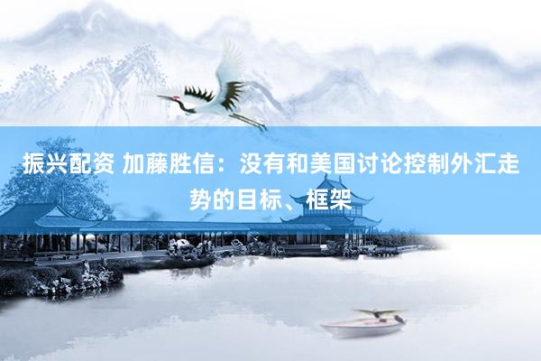 振兴配资 加藤胜信：没有和美国讨论控制外汇走势的目标、框架
